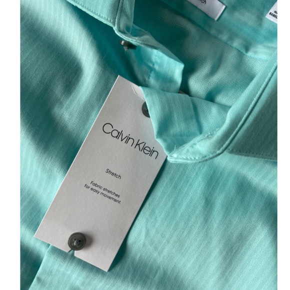 Mens Blue Calvin Klein Button Up Dress Shirt NWT - Picture 2 of 4